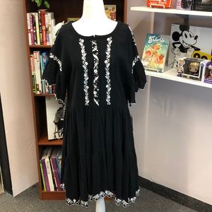 Free People Black Dress with embroidered detail